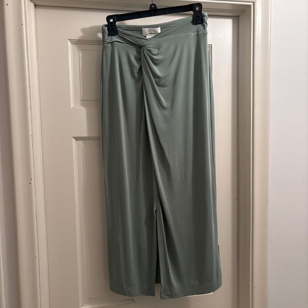 Anthropologie Green Twist Front Junie Midi Skirt Size: Small